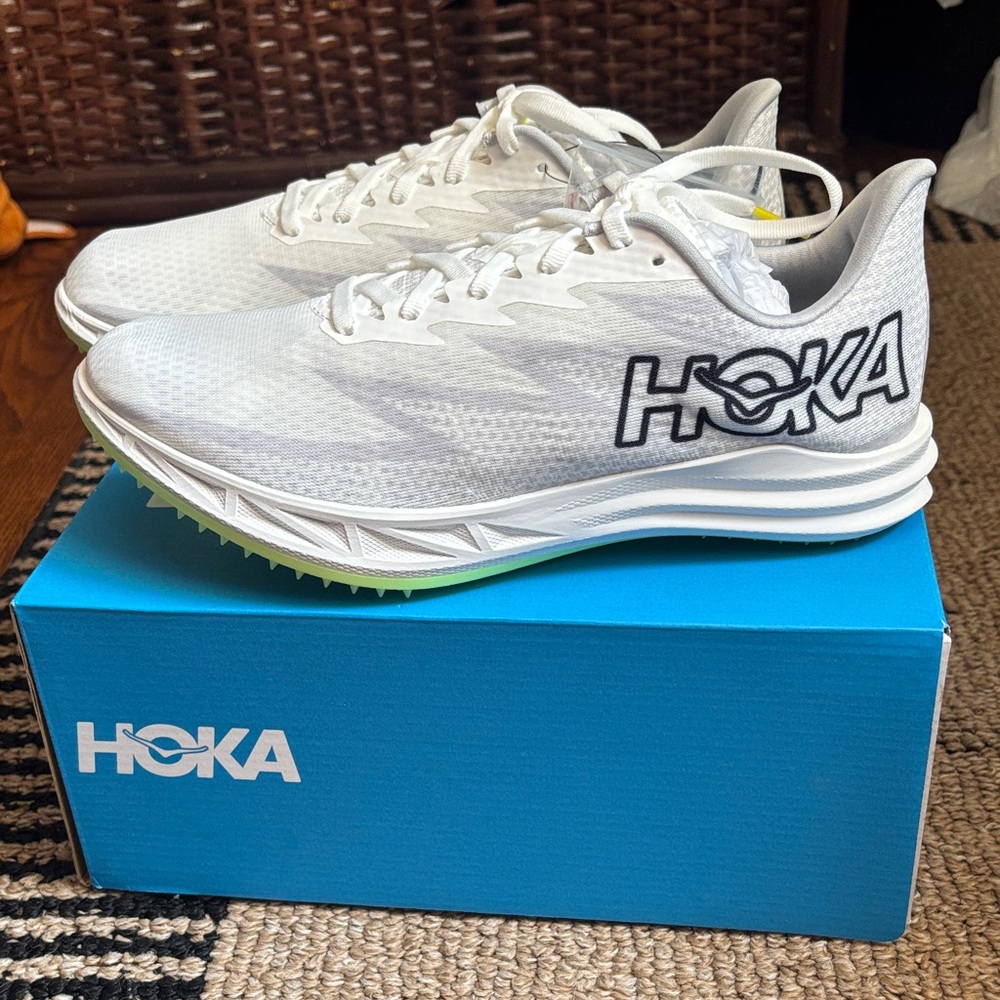 Hoka White and Green Track and Field Shoes MENS 7.5 WOMENS 9